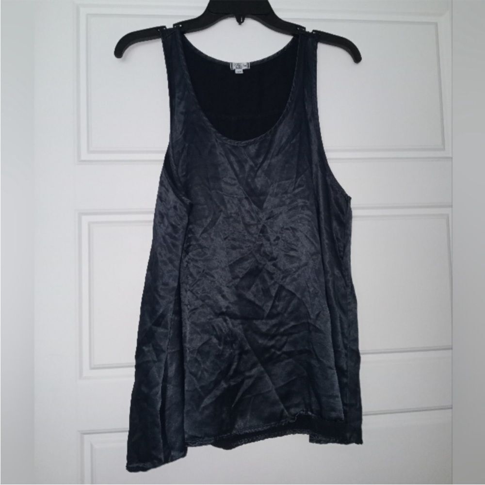 Pj Harlow navy blue satin sleeveless Laura blouse size xs